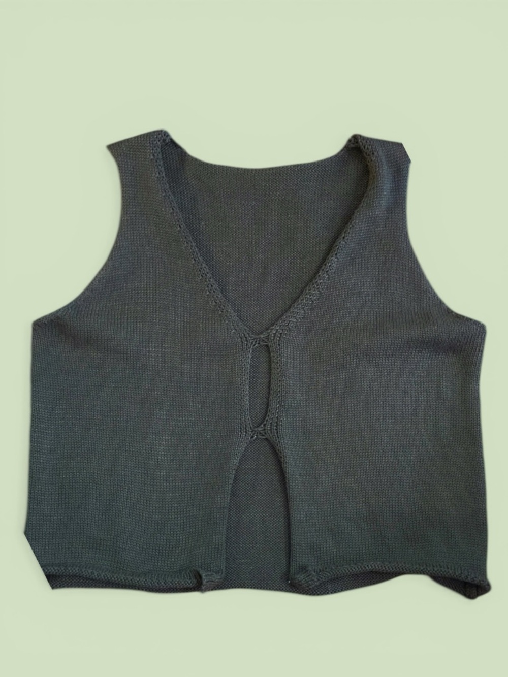 Charcoal Knit Sleeveless V-Neck Top